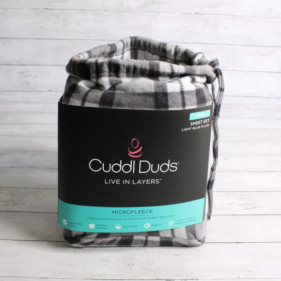 Cuddl Duds Sheet Set Twin Size Plaid Microfleece - Picture 4 of 6